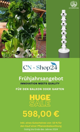 Hydropon Frühjahrsangebot Pflanzenturm „Family“ für 24 Pflanzen inkl. -15 % Gutschein für Pflanzenbeleuchtung - CN-Shop24